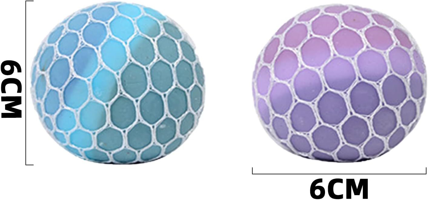 4 PCS Colorful Mesh Grape Stress Balls - Squeeze Color Change Fidget Toys for Stress Relief and Hand Exercise V1259-DP01-I-00047