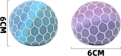 4 PCS Colorful Mesh Grape Stress Balls - Squeeze Color Change Fidget Toys for Stress Relief and Hand Exercise V1259-DP01-I-00047