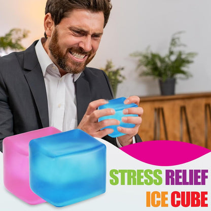 Giant Stress Cube - 3.15" Cube-Sensory Fidget Squeeze Toy with Super Solid Squish-Slow Rising Ice Cube Stress V1259-DP01-I-00048