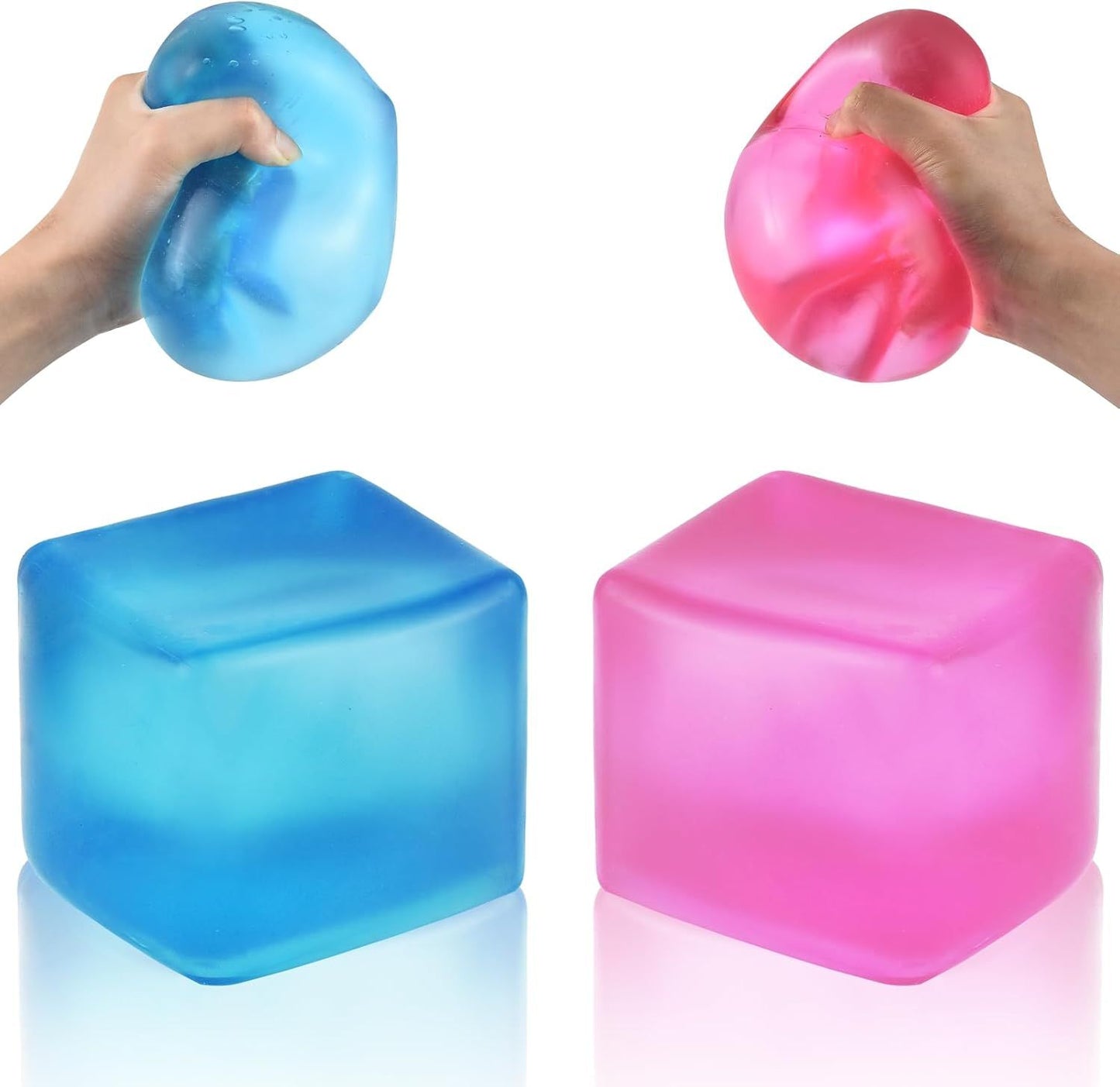 Giant Stress Cube - 3.15" Cube-Sensory Fidget Squeeze Toy with Super Solid Squish-Slow Rising Ice Cube Stress V1259-DP01-I-00048