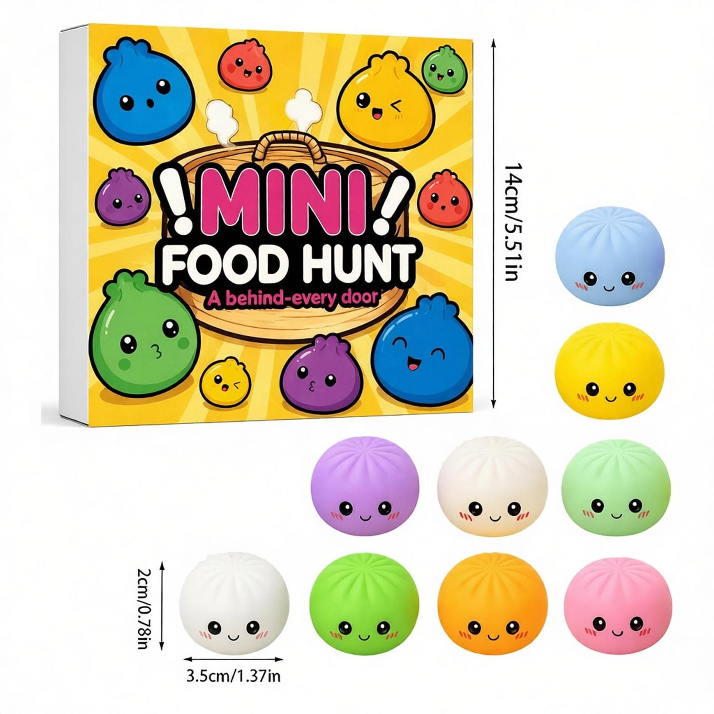 Fidget Squishy Stress Relief Toy 9-Grid Blind Box - Mystery Dumpling Squishy Calendar - Adult Decompression Squeeze Toy - GJ863-005