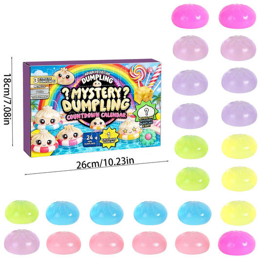 Adult Squishy Stress Relief Toy 24-Day Countdown Surprise Set - Mystery Dumpling Squeeze Calendar Gift Box - Decompression Toy - GJ876-011