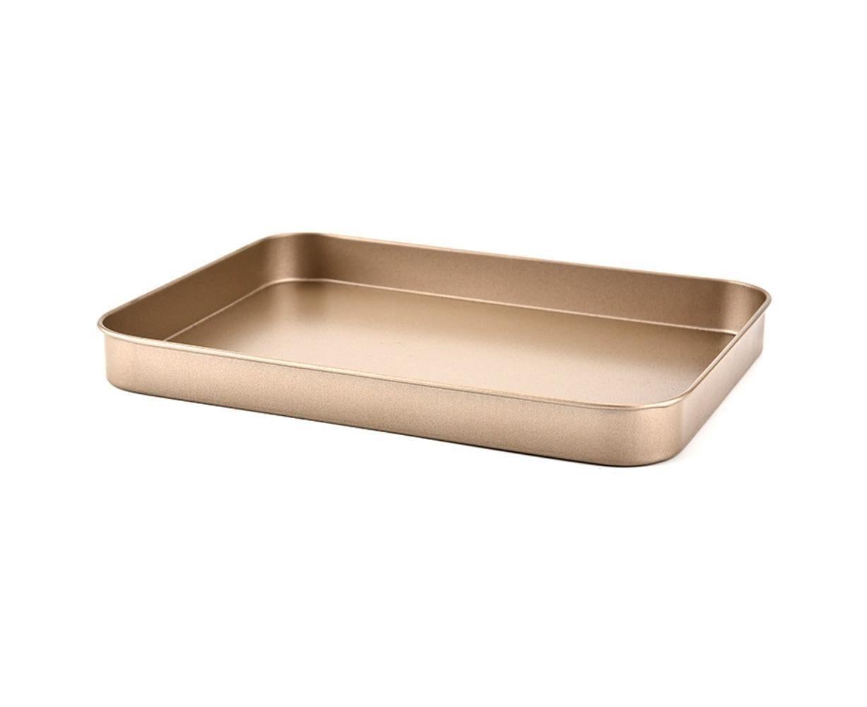 Non-stick Rectangular Cake Pan Baking Oven Tray Dish Mold Bakeware Kitchen Tool-Golden V1263-JX-1001