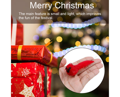 10Pcs Artificial Red Christmas Lucky Birds DIY Xmas Tree Pendant Decoration Gift-B V1263-JX-1003