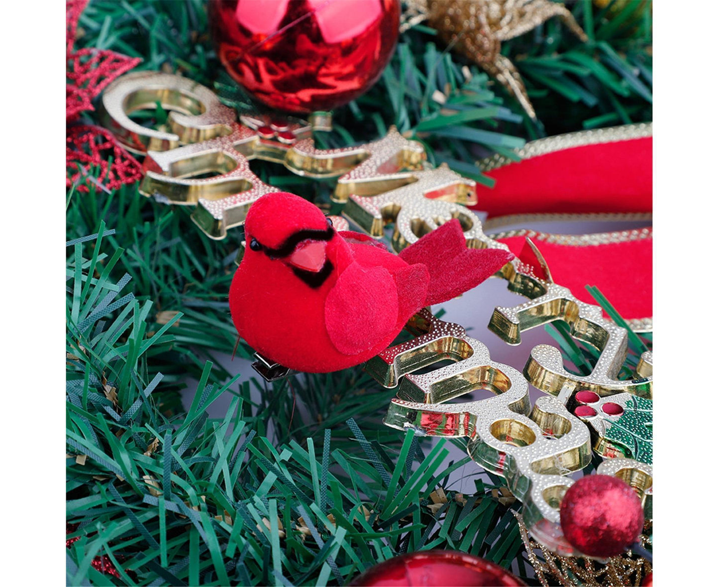 10Pcs Artificial Red Christmas Lucky Birds DIY Xmas Tree Pendant Decoration Gift-B V1263-JX-1003