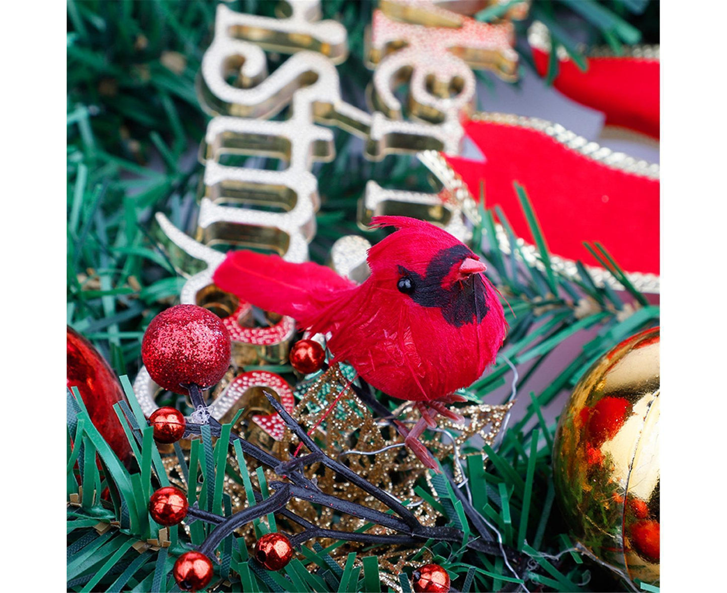 10Pcs Artificial Red Christmas Lucky Birds DIY Xmas Tree Pendant Decoration Gift-B V1263-JX-1003