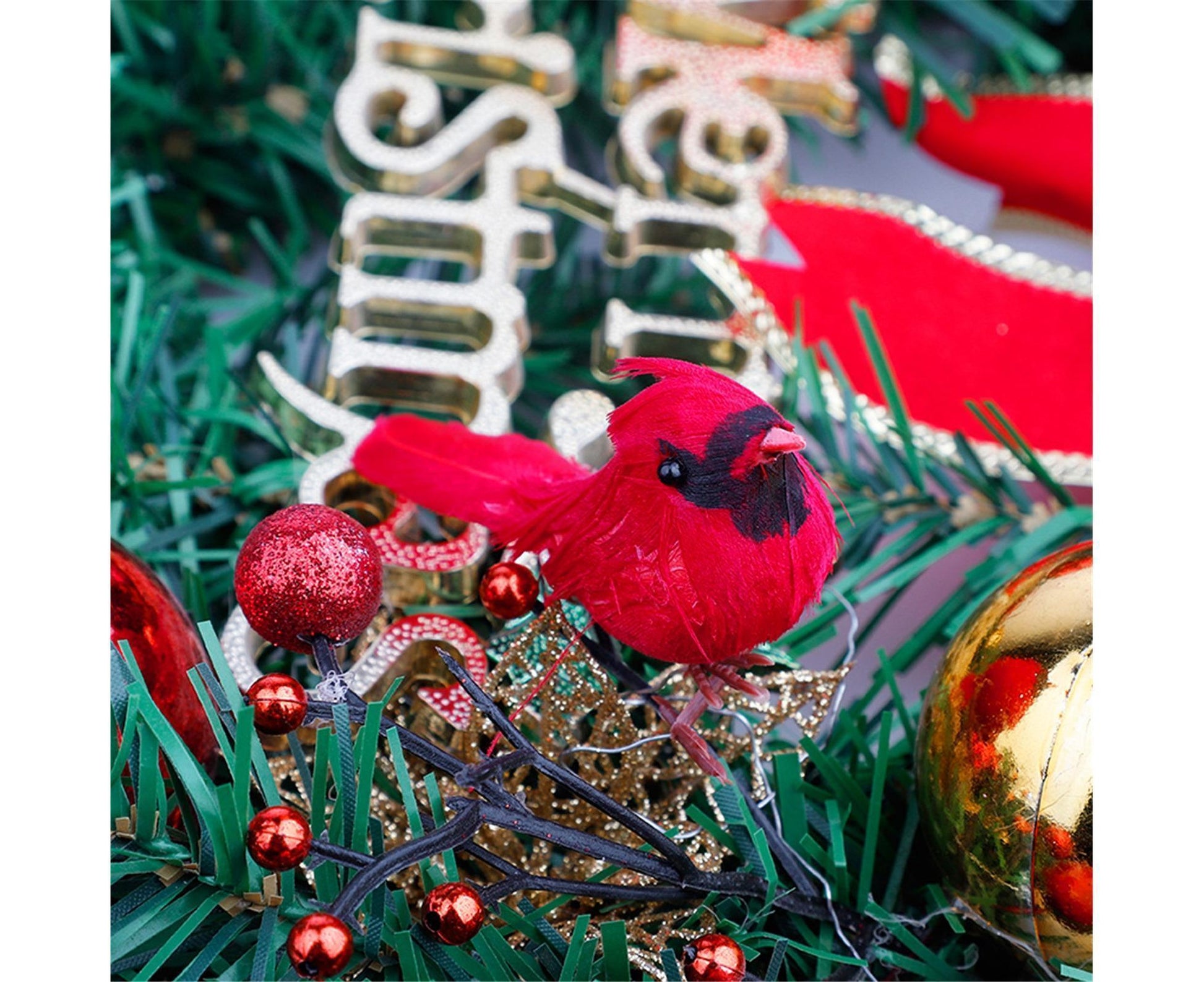 10Pcs Artificial Red Christmas Lucky Birds DIY Xmas Tree Pendant Decoration Gift-B V1263-JX-1003