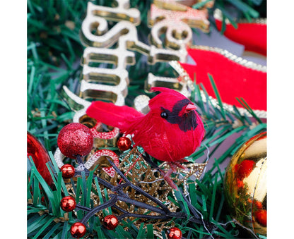 10Pcs Artificial Red Christmas Lucky Birds DIY Xmas Tree Pendant Decoration Gift-B V1263-JX-1003