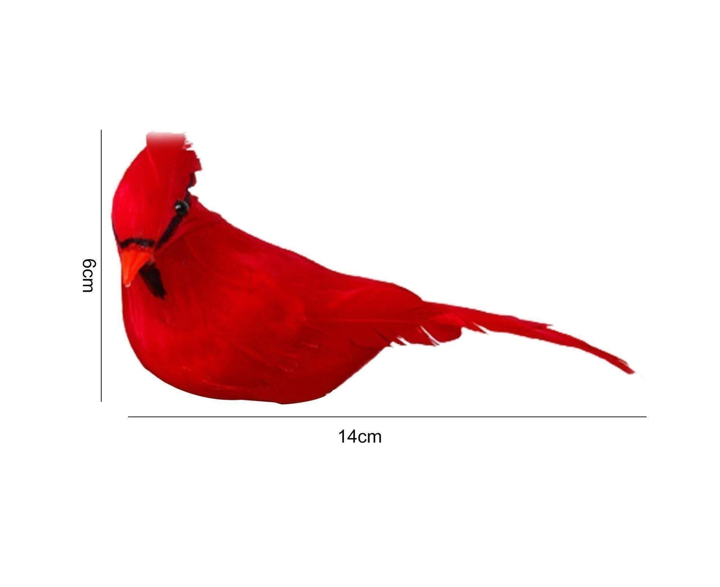 6/12Pcs Christmas Bird Clip Red Feather Artificial Birds-Red 1 V1263-JX-1005