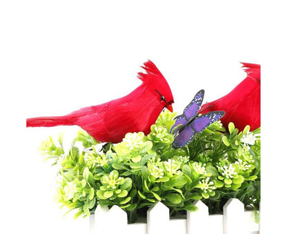 6/12Pcs Christmas Bird Clip Red Feather Artificial Birds-Red 1 V1263-JX-1005