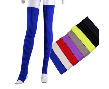 Women Elastic Solid Color Warm Thigh High Long Socks - Navy Blue V1263-JX-1009