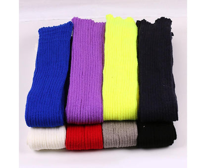 Women Elastic Solid Color Warm Thigh High Long Socks - Navy Blue V1263-JX-1009