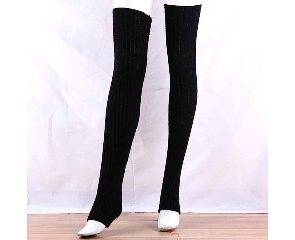 Women Elastic Solid Color Warm Thigh High Long Socks - Navy Blue V1263-JX-1009