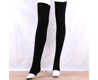 Women Elastic Solid Color Warm Thigh High Long Socks - Navy Blue V1263-JX-1009