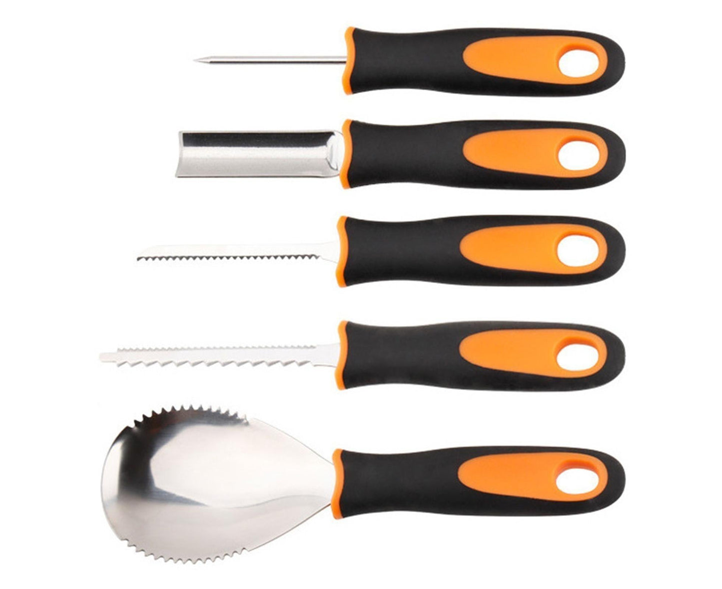 5Pcs/Set Ergonomic Pumpkin Carving Tools High Hardness Effective Stainless Steel Stable Pumpkin Carving Kit V1263-JX-1017