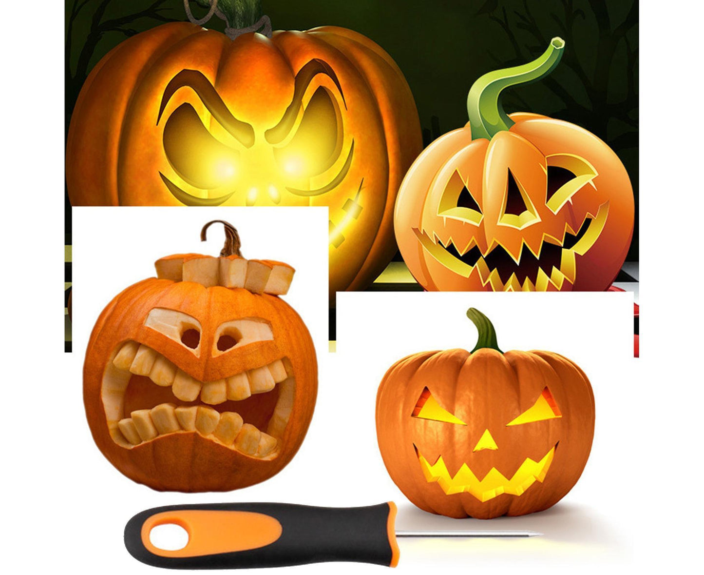 5Pcs/Set Ergonomic Pumpkin Carving Tools High Hardness Effective Stainless Steel Stable Pumpkin Carving Kit V1263-JX-1017