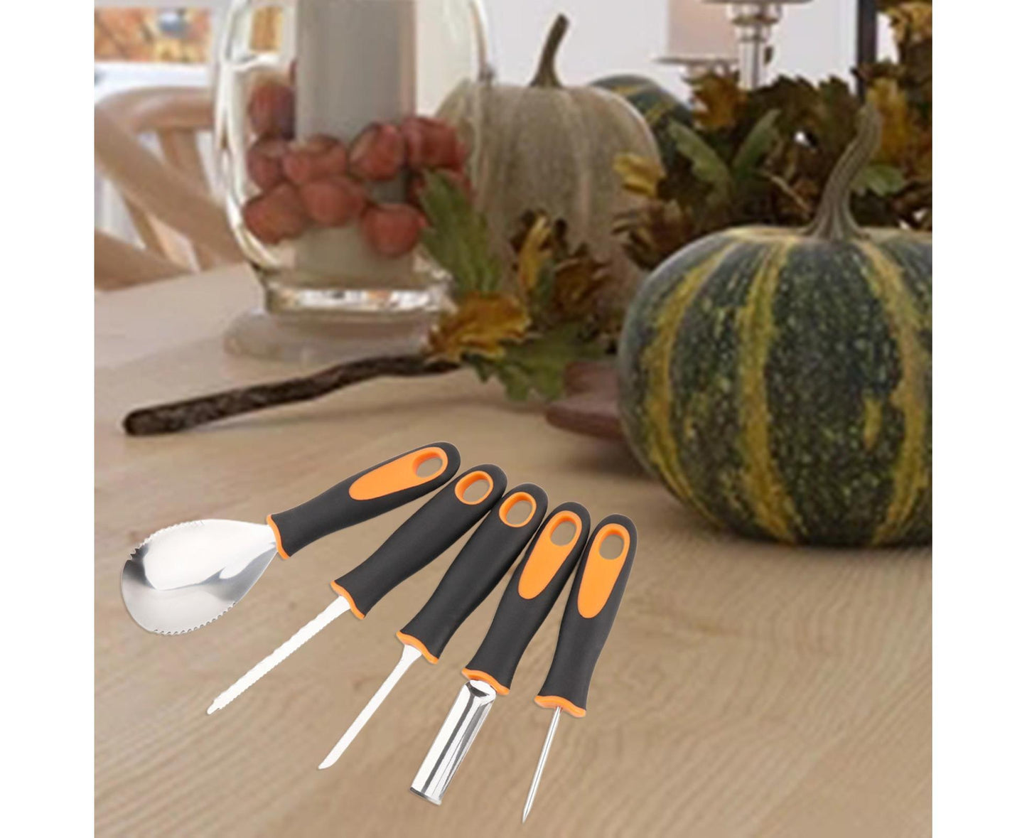 5Pcs/Set Ergonomic Pumpkin Carving Tools High Hardness Effective Stainless Steel Stable Pumpkin Carving Kit V1263-JX-1017