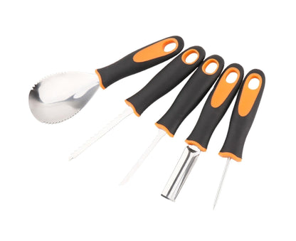5Pcs/Set Ergonomic Pumpkin Carving Tools High Hardness Effective Stainless Steel Stable Pumpkin Carving Kit V1263-JX-1017