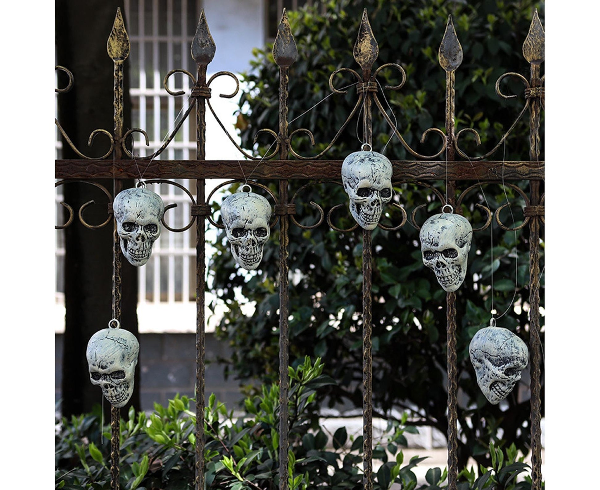 6 Pcs/Set Halloween Skull Ornament Artificial Realistic Increase Atmosphere Durable Clear Texture Skeleton V1263-JX-1018
