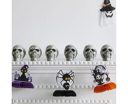 6 Pcs/Set Halloween Skull Ornament Artificial Realistic Increase Atmosphere Durable Clear Texture Skeleton V1263-JX-1018