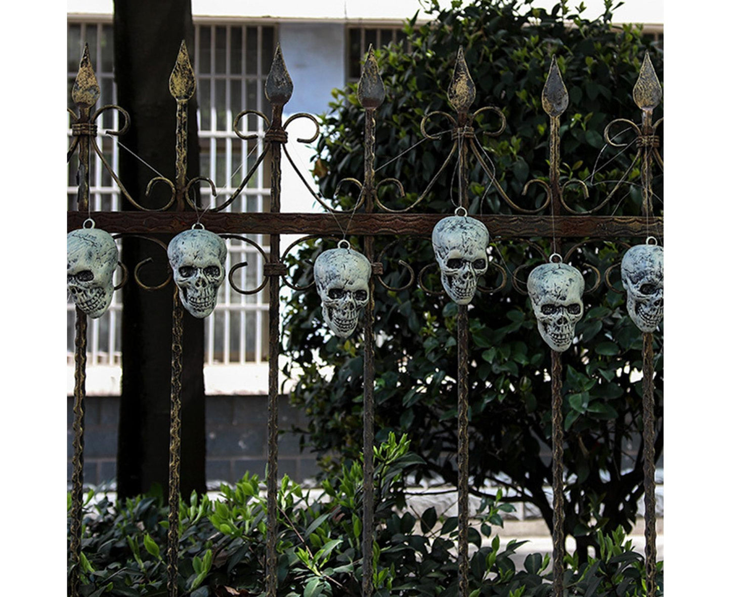 6 Pcs/Set Halloween Skull Ornament Artificial Realistic Increase Atmosphere Durable Clear Texture Skeleton V1263-JX-1018