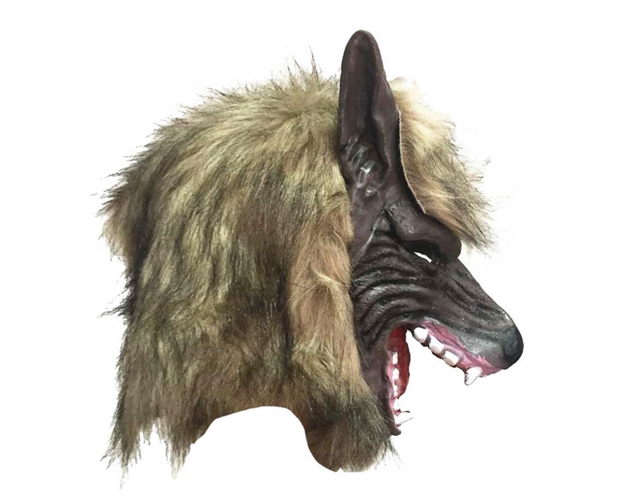 Halloween Horror Savage Wolf Head Mask Masquerade Fluffy Headgear Decoration-Brown V1263-JX-1024