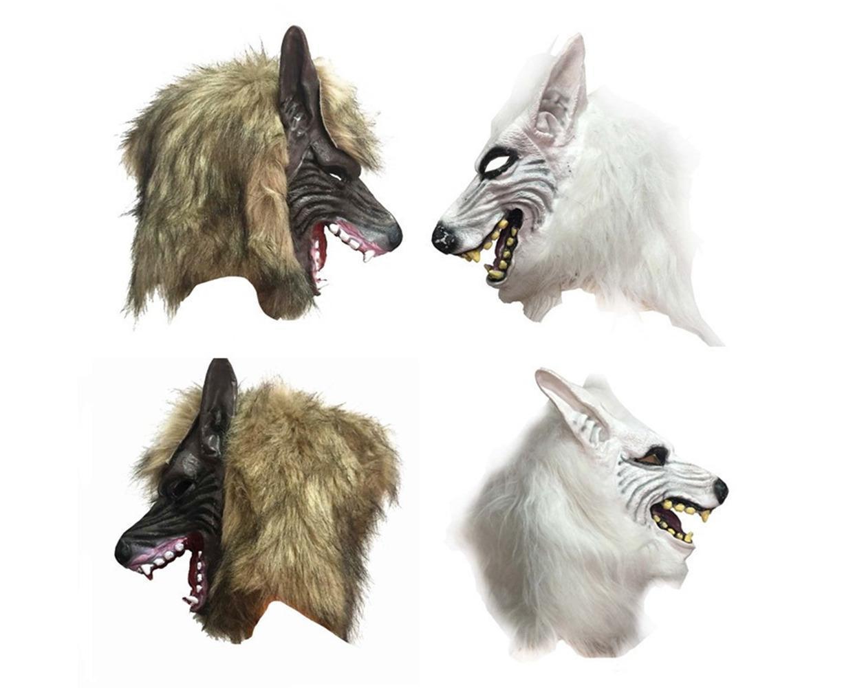 Halloween Horror Savage Wolf Head Mask Masquerade Fluffy Headgear Decoration-Brown V1263-JX-1024