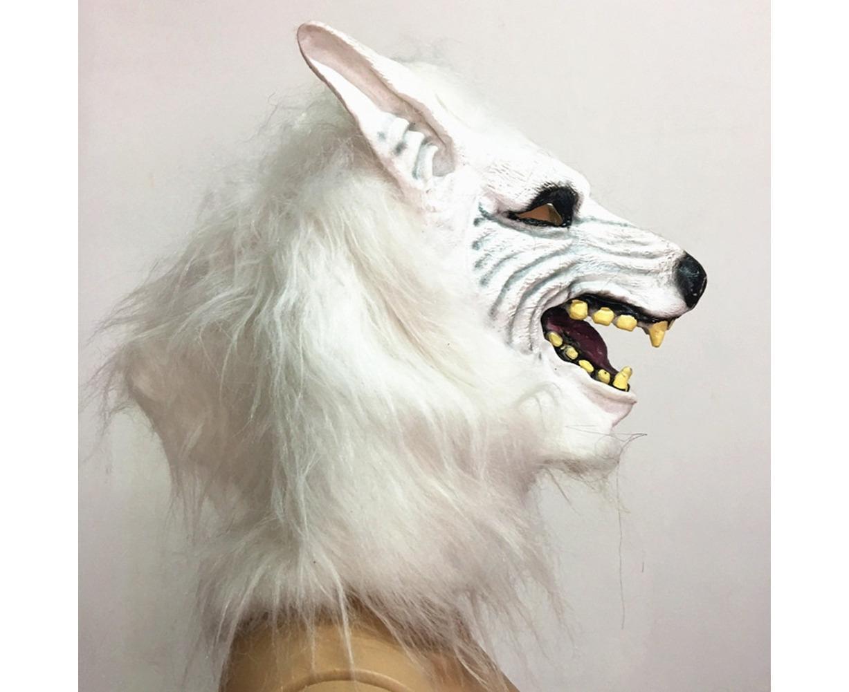 Halloween Horror Savage Wolf Head Mask Masquerade Fluffy Headgear Decoration-Brown V1263-JX-1024
