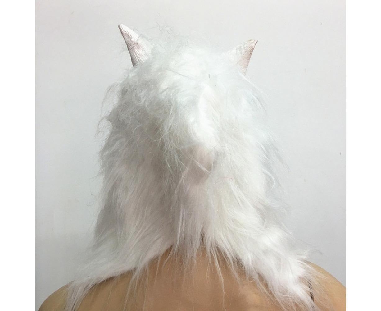 Halloween Horror Savage Wolf Head Mask Masquerade Fluffy Headgear Decoration-Brown V1263-JX-1024