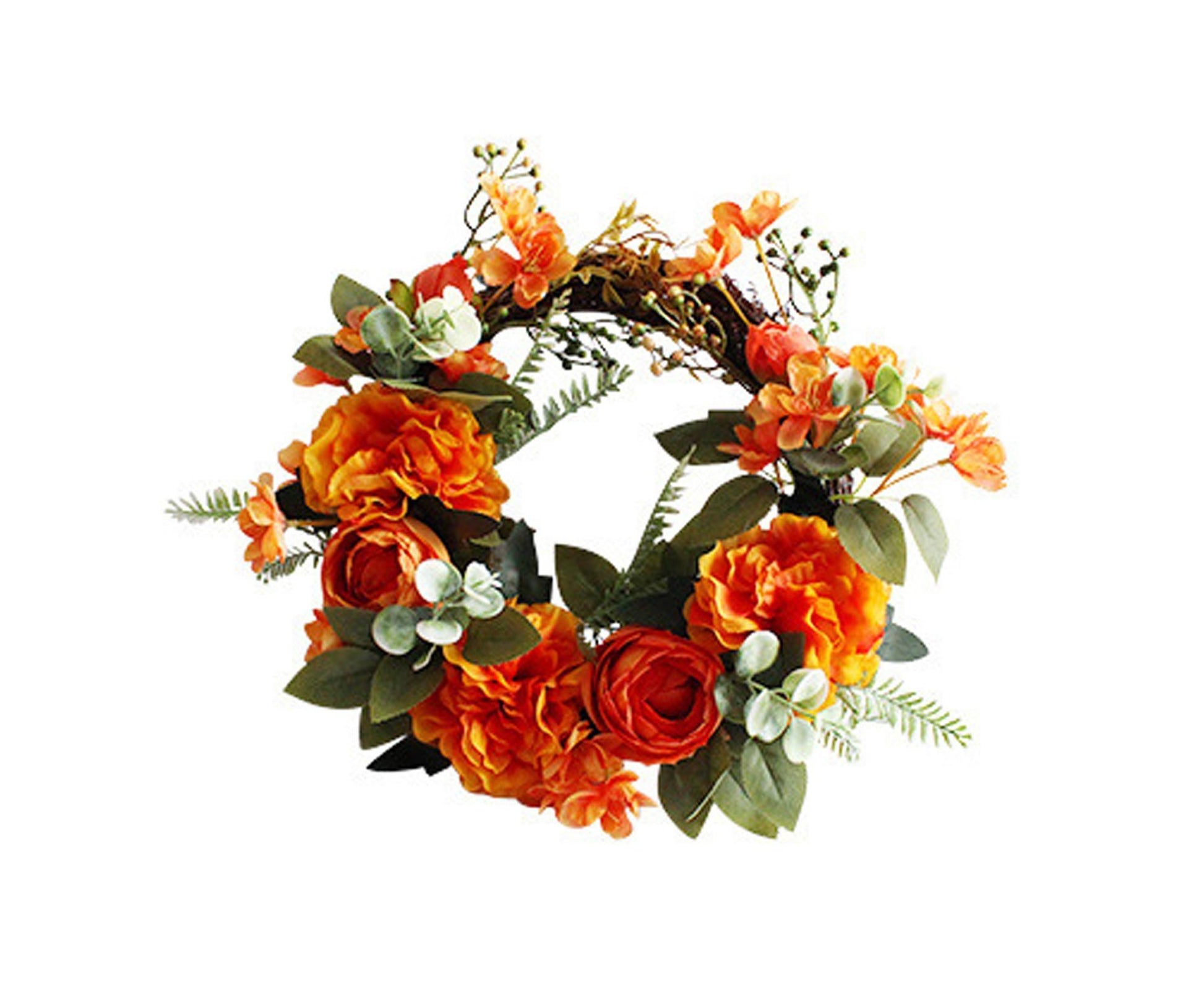 Hanging Wreath Exquisite Anti-deform Plastic Imitation Peony Flower Garland Pendant for Wedding-Dark Orange V1263-JX-1026