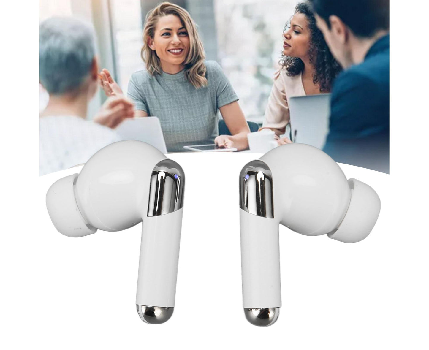 Language Translator Earbuds 144 Languages Noise Reduction Bluetooth 5.3 Wireless Smart Earphone White V1263-JX-103