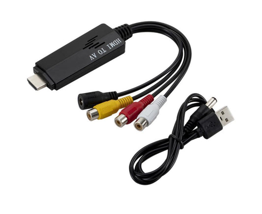 1080P HDMI-compatible Male to Female RCA AV Video Audio Converter Adapter for VCR DVD TV Black V1263-JX-1031