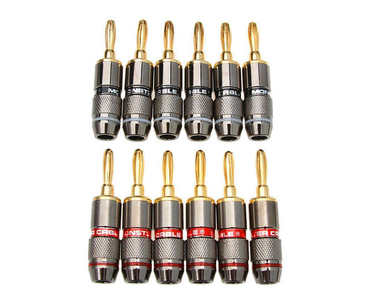 12Pcs 24K Gold Plated Zinc Alloy Banana Plugs Speaker Audio Video Connectors V1263-JX-1033