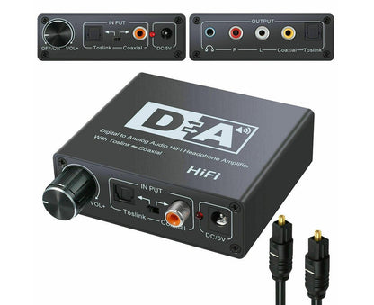 192KHz Digital Coaxial to Analog R/L RCA 3.5mm Jack HiFi Audio Converter Adapter V1263-JX-1034