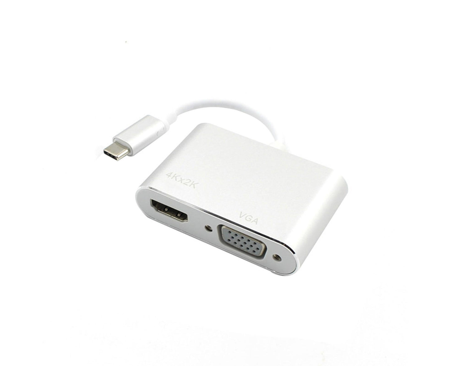 2 in 1 4K Ultra High Clarity USB 3.1 Type-C to HDMI-compatible VGA Converter Adapter for MacBook PC Silver V1263-JX-1037
