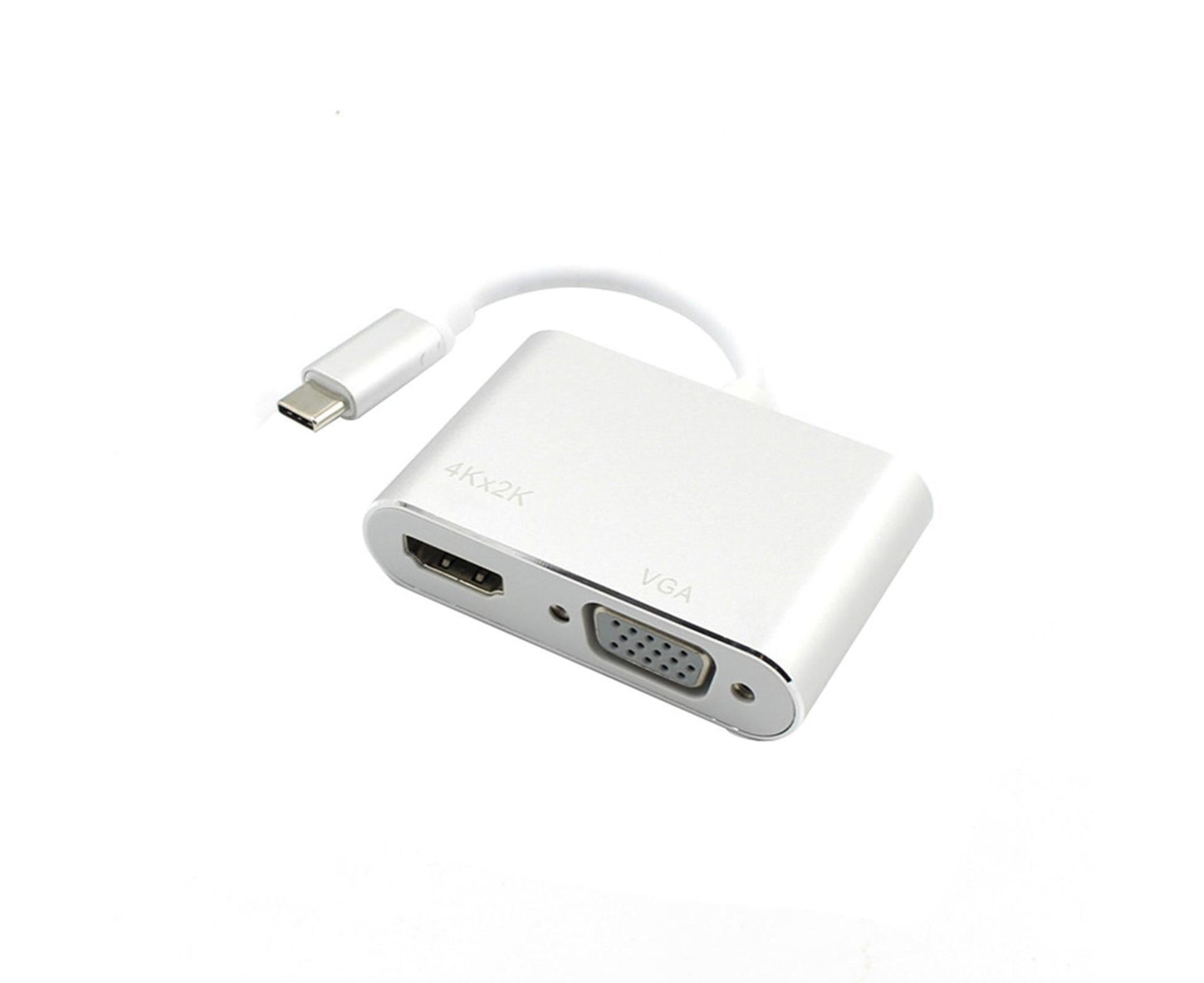 2 in 1 4K Ultra High Clarity USB 3.1 Type-C to HDMI-compatible VGA Converter Adapter for MacBook PC Silver V1263-JX-1037