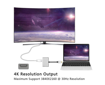 2 in 1 4K Ultra High Clarity USB 3.1 Type-C to HDMI-compatible VGA Converter Adapter for MacBook PC Silver V1263-JX-1037