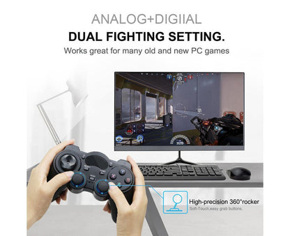 2.4G Wireless Gamepad with OTG Converter and Mobile Phone Holder for PS3 Phone Black V1263-JX-1040