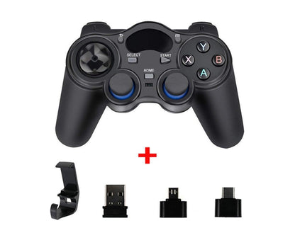 2.4G Wireless Gamepad with OTG Converter and Mobile Phone Holder for PS3 Phone Black V1263-JX-1040