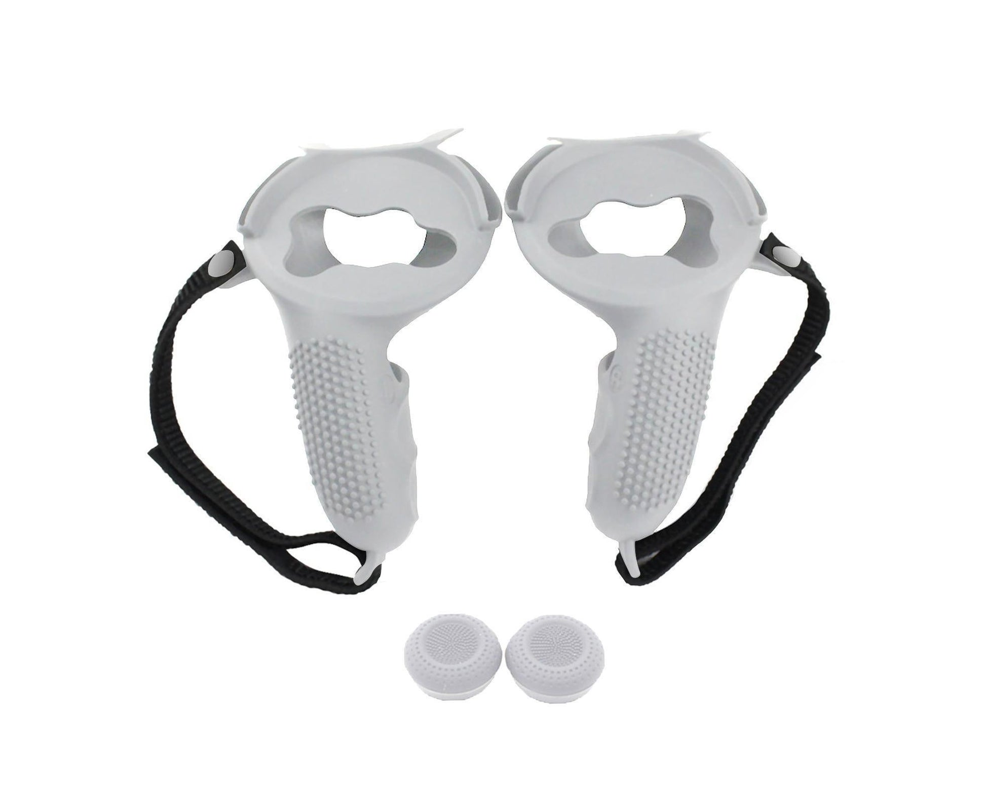 3 in 1 Anti-slip Adjustable Handle Cover Hand Strap Grip Cap Kit for Oculus Quest 2 Controller White V1263-JX-1043