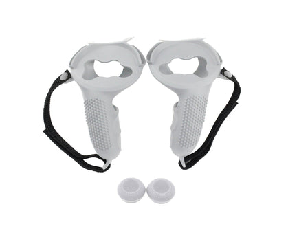3 in 1 Anti-slip Adjustable Handle Cover Hand Strap Grip Cap Kit for Oculus Quest 2 Controller White V1263-JX-1043