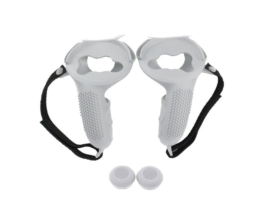 3 in 1 Anti-slip Adjustable Handle Cover Hand Strap Grip Cap Kit for Oculus Quest 2 Controller White V1263-JX-1043