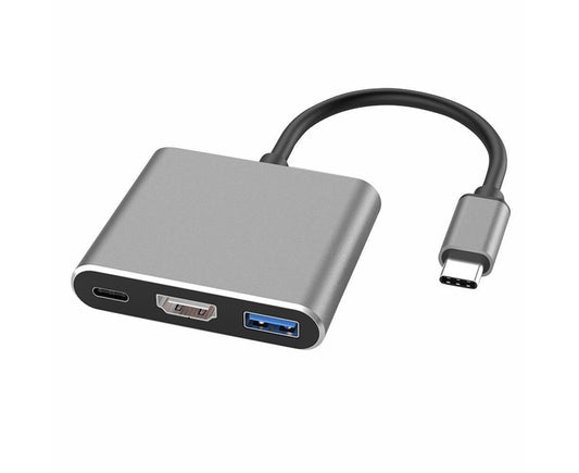 3 in 1 Portable Type-C Male to HDMI-compatible USB 3.0 Female Adapter Cable Converter Cord Black V1263-JX-1044