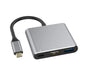 3 in 1 Portable Type-C Male to USB-C USB 3.0 4K HDMI-compatible Female Hub Adapter Cable Grey V1263-JX-1045