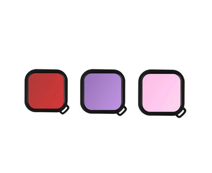 3Pcs Diving Waterproof Housing Case Lens Filter Set for Insta360 One R Camera Red+Pink+Purple V1263-JX-1049