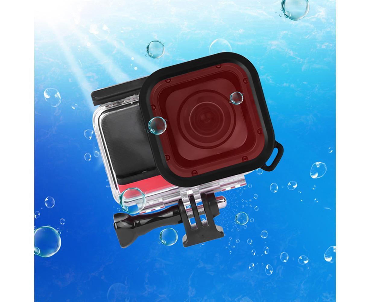 3Pcs Diving Waterproof Housing Case Lens Filter Set for Insta360 One R Camera Red+Pink+Purple V1263-JX-1049