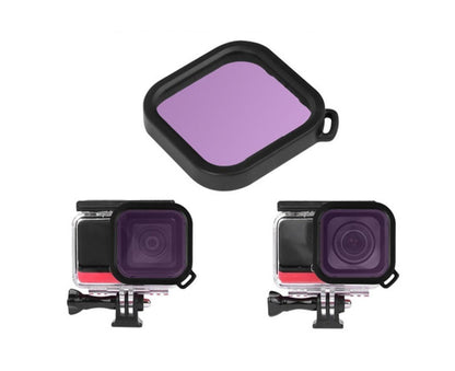 3Pcs Diving Waterproof Housing Case Lens Filter Set for Insta360 One R Camera Red+Pink+Purple V1263-JX-1049