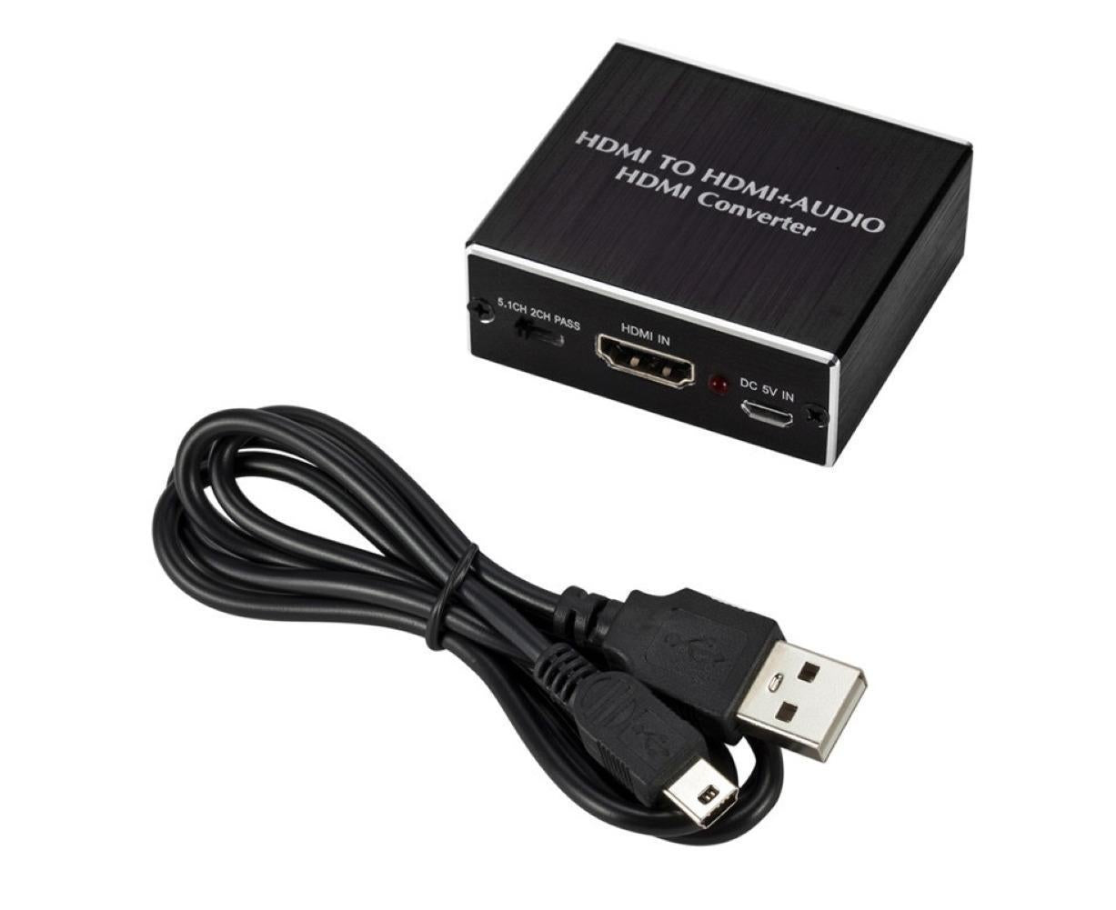 4K HDMI-compatible to HDMI-compatible Optical SPDIF 3.5mm Audio Extractor Converter Splitter Adapter Black V1263-JX-1050