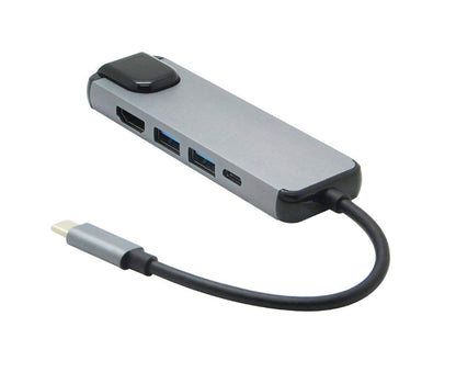 5 in 1 Type C to 4K HDMI-compatible USB 3.0 Charging Hub Adapter Converter for MacBook Pro Silver Grey V1263-JX-1051
