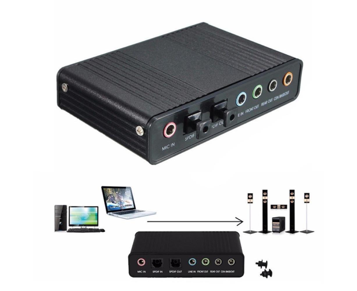 6 Channel USB 2.0 External 5.1 Optical S/PDIF Audio Sound Card Adapter for Win7 Black V1263-JX-1052